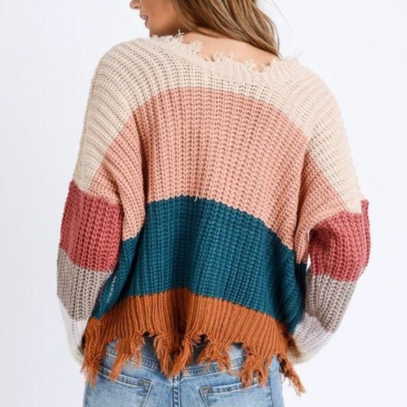 Multicolor Distressed Sweater - Picture 4 of 4